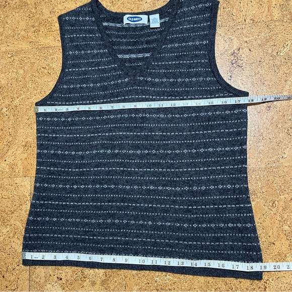 Old Navy 100% Lambswool V-Neck Sweater Vest In Charcoal Gray & White Sz L - Picture 8 of 12